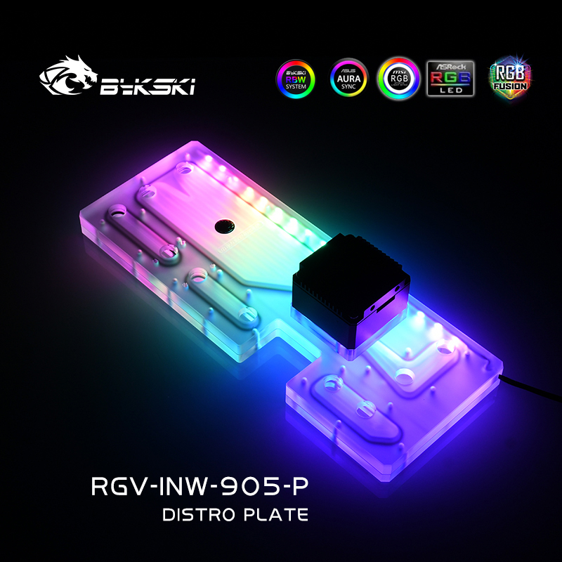Distro Plate Ddc Pump Combo - Bykski RGV-INW-905-P Placa de distribución acrílica/reservatorio