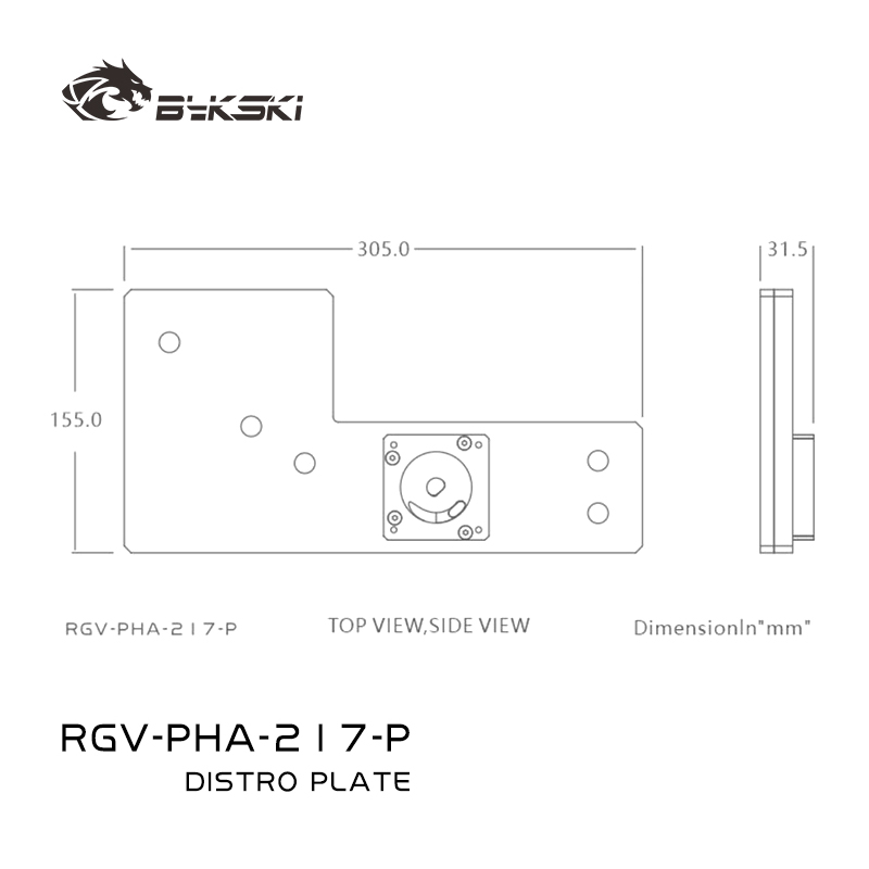 Distro Plate Ddc Pump Combo - Bykski RGV-PHA-217-P Placa de distribución acrílica/caja